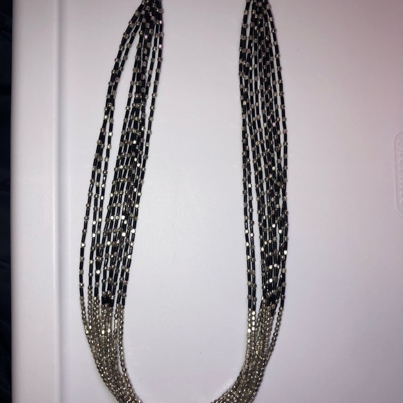 NWOT Multi-strand black and silver tone necklace - Picture 2 of 5